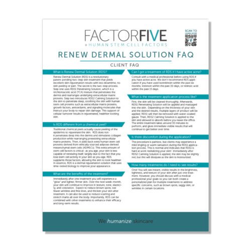 Renew Dermal Solution Client FAQ's